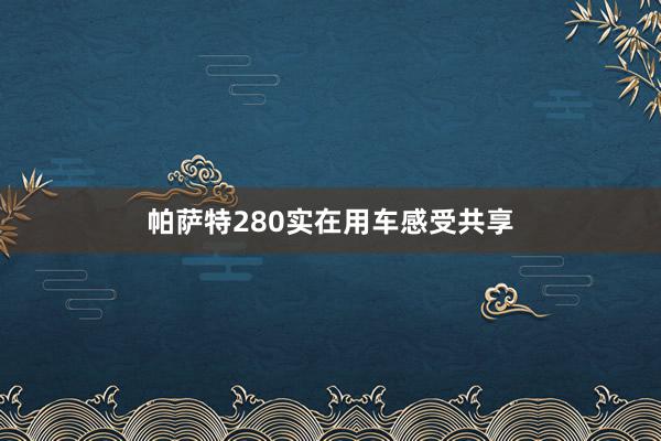 帕萨特280实在用车感受共享
