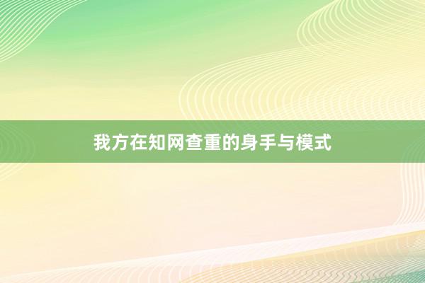 我方在知网查重的身手与模式